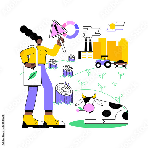 Global land use abstract concept vector illustration. World land cover, agricultural activity, global environmental data, residential use, globalization, food production abstract metaphor.