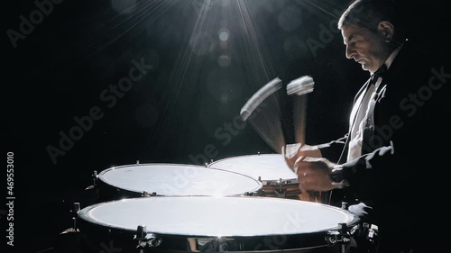 Musician playing the timpani
