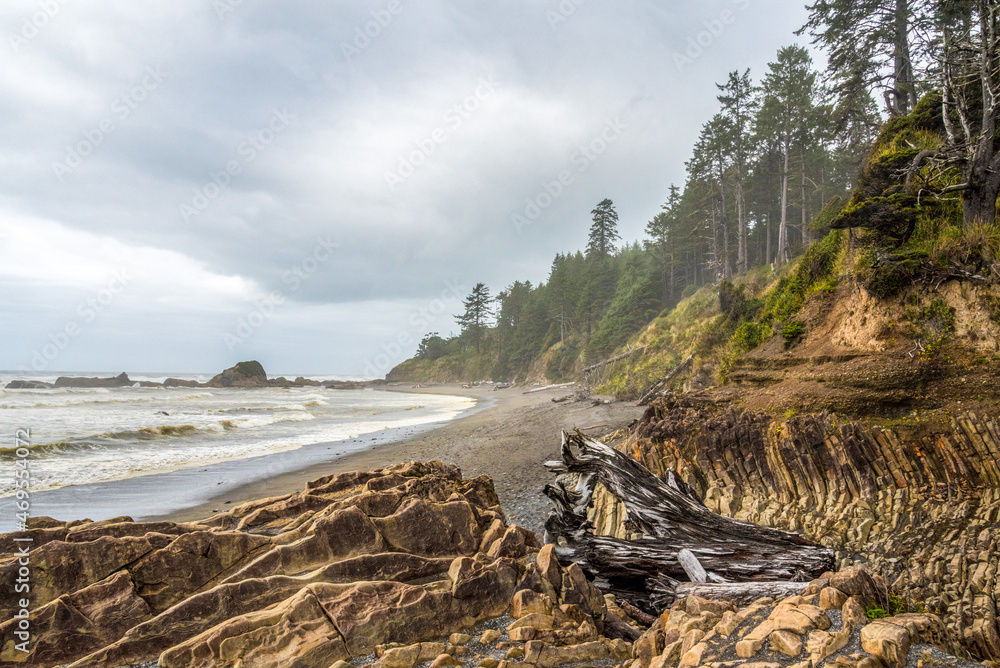 Meditative quiet rocky coast at the Olympic National Park in Washington state Meditative quiet rocky coast at the Olympic National Park in Washington state