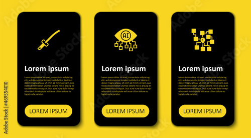 Set Neural network, Computer vision and Katana. Business infographic template. Vector