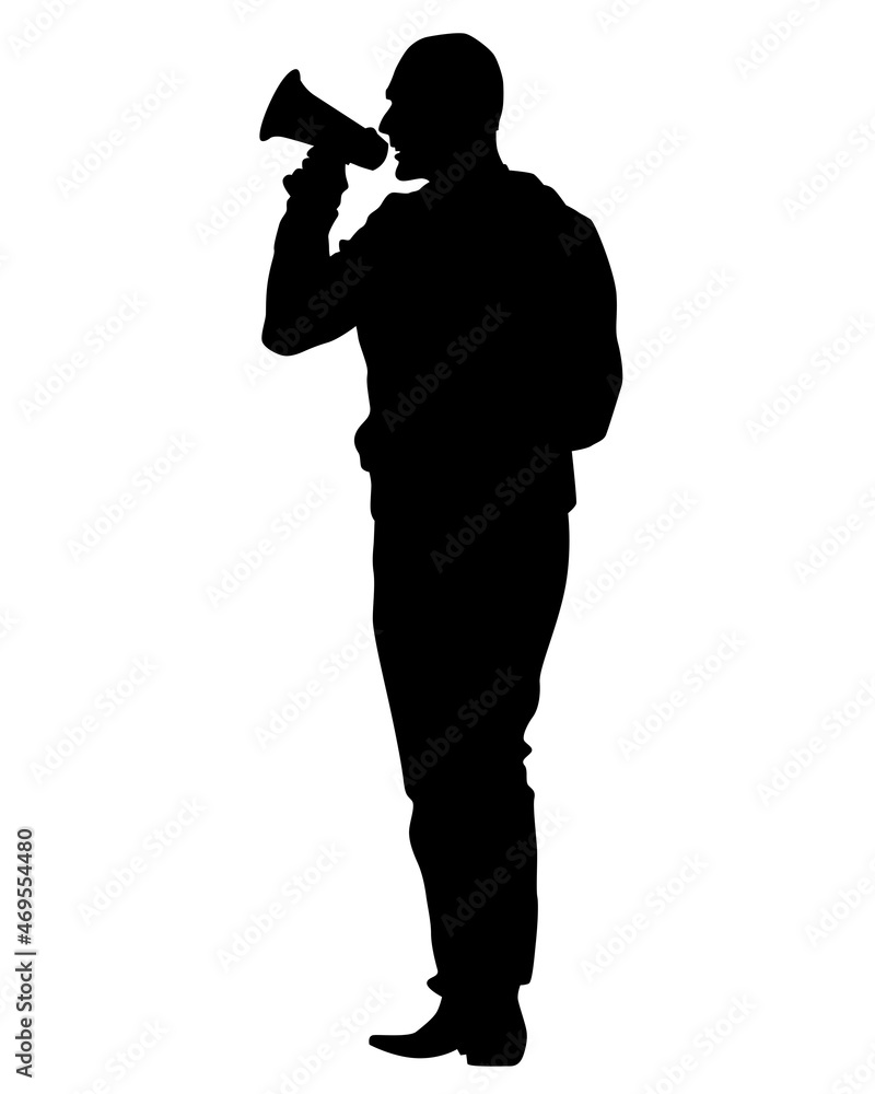 Man with a megaphone on white background Man with a megaphone on white background