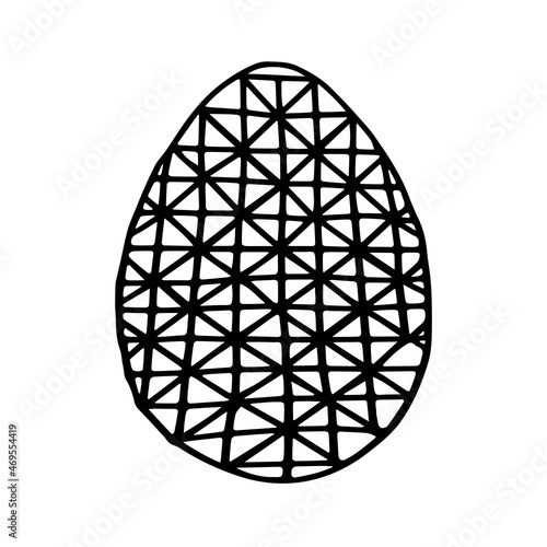 Mosaic black contour Easter egg isolated on a white background for children coloring book