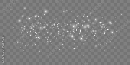 Glowing light effect with many glitter particles isolated on transparent background. Vector star cloud with dust.	