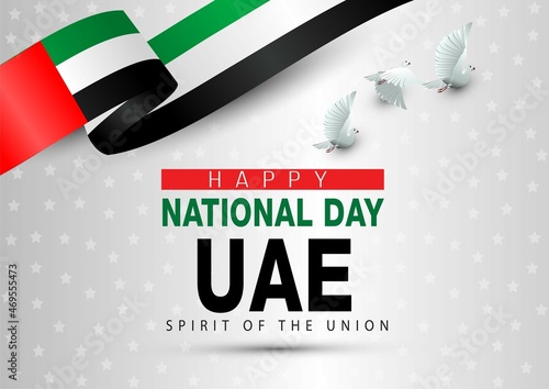 happy national day uae. flying dove with UAE flag. vector illustration design.