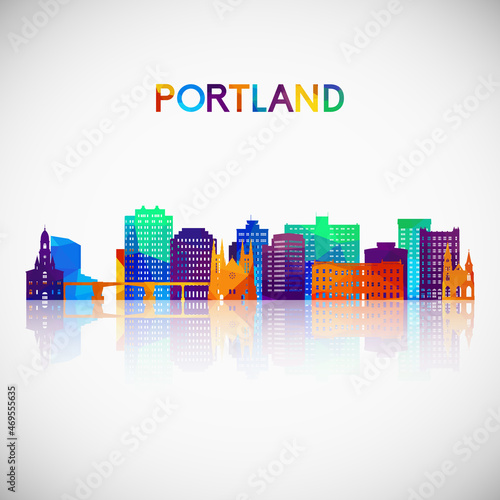 Portland, Maine skyline silhouette in colorful geometric style. Symbol for your design. Vector illustration.