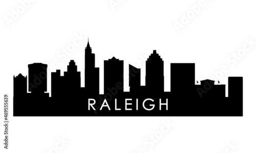 Raleigh skyline silhouette. Black Raleigh city design isolated on white background.