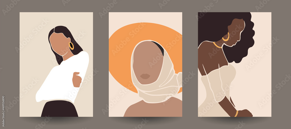 Modern art prints in boho style. Eps10 vector.