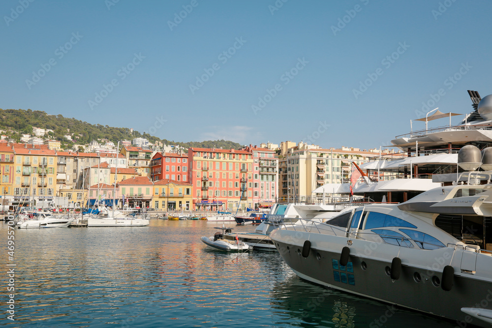 Nice, wonderful city of the cote-d‚ÄôAzur with its marine and architectures,  in a sunny day with blue sky
