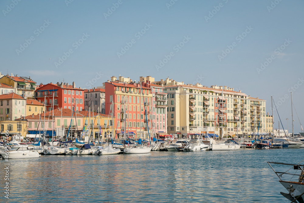 Nice, well known city in cote d'azur, south of france, in summer