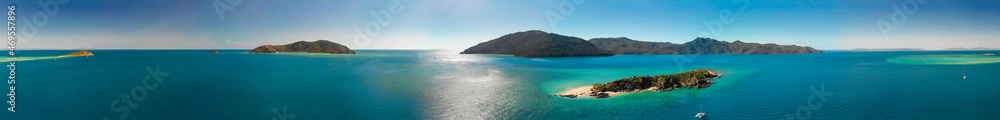 Whitsunday Islands Park, Queensland, Australia. Aerial view of beautiful sea from a drone