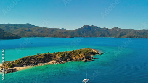 Whitsunday Islands Park  Queensland  Australia. Aerial view of beautiful sea from a drone