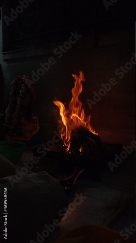  Fire on black background