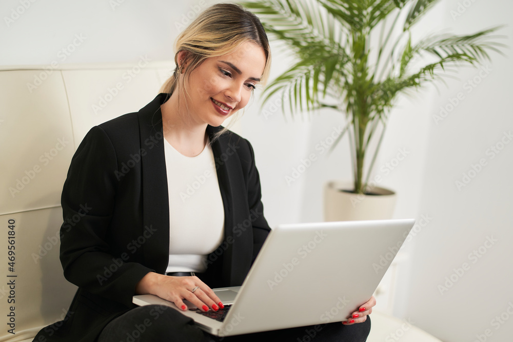 young woman working on laptop young woman working on laptop