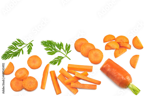 sliced carrot isolated on white background. clipping path. top view photo