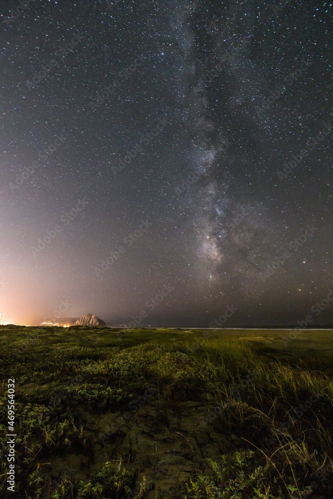 Starry night and the Milky Way above the US pacific coast