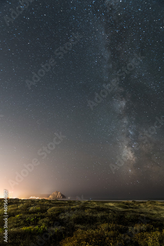 Starry night and the Milky Way above the US pacific coast