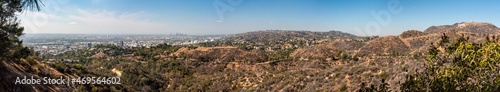 View from downtown Los Angeles and the Hollywood sign