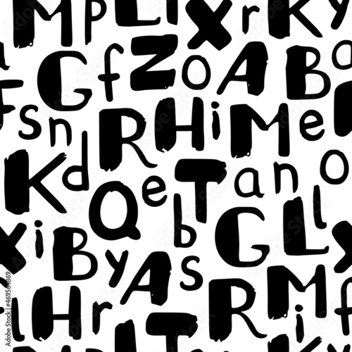 Latin alphabet letters seamless pattern