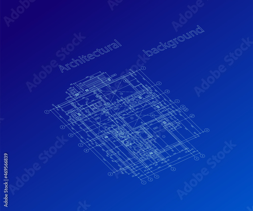 Detailed architectural floor plan. Blueprint vector background. Modern design suburban house.