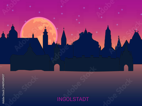 silhouettes of buildings of the city of ingolstadt, the main attractions of the city of ingolstadt