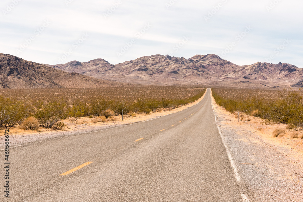 Highway in the scenic landscape of the Desert Valley