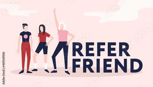 Refer a friend concept. Vector illustration in flat design.