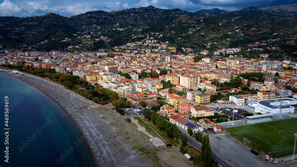 The beach of Sapri at the Italian west coast - aerial view - travel photography