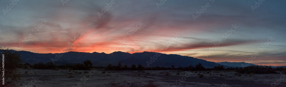 Sunset over furnace creek in Death Valley National Park