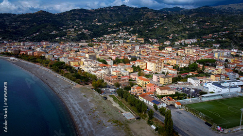 The beach of Sapri at the Italian west coast - aerial view - travel photography
