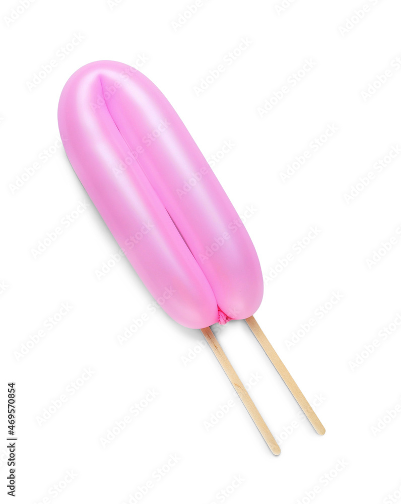 Beautiful balloon with sticks on white background Beautiful balloon with sticks on white background