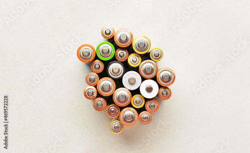 Alkaline batteries on white background