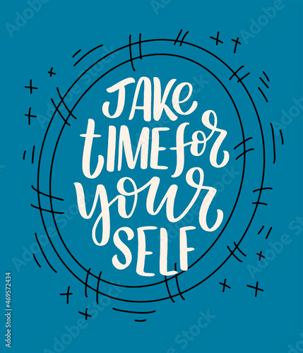 Love yourself lettering slogan. Funny quote for blog, poster and print design. Modern calligraphy text about self care. Vector illustration