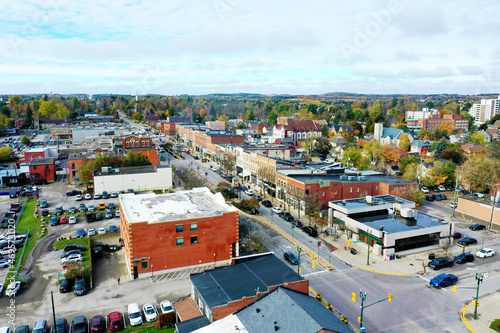 Aerial of Orangeville, Ontario, Canada downtown