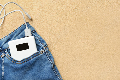 Modern power bank with jean...