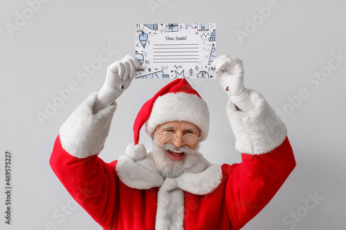 Happy Santa Claus with empt...