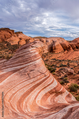 Iconic Fire Wave rock formation in the Valley of Fire State Park, Nevada