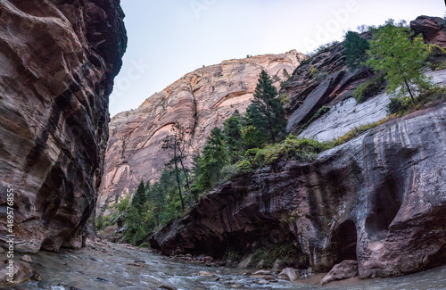 Beginning of the scenic Narrows hike in the Zion National Park