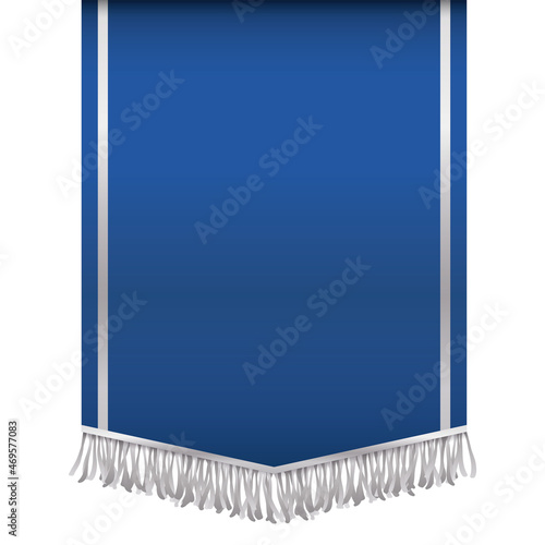 Pennant template in blue color and silver fringes, Vector illustration