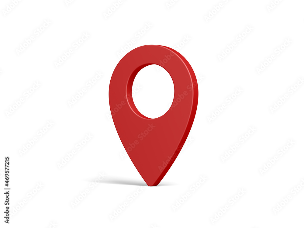 Red map pointer isolated on white background. Location pin. Map marker. 3d illustration. Red map pointer isolated on white background. Location pin. Map marker. 3d illustration.