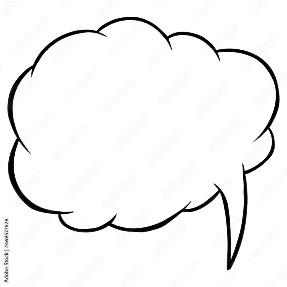 Vector hand drawn thought cloud illustration, black lines doodle style Vector hand drawn thought cloud illustration, black lines doodle style
