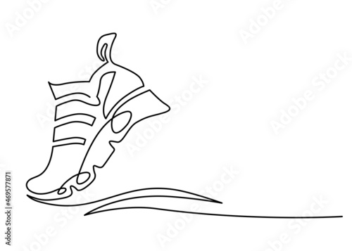 Sport shoes. Sneakers. Continuous line drawing. Vector illustration.