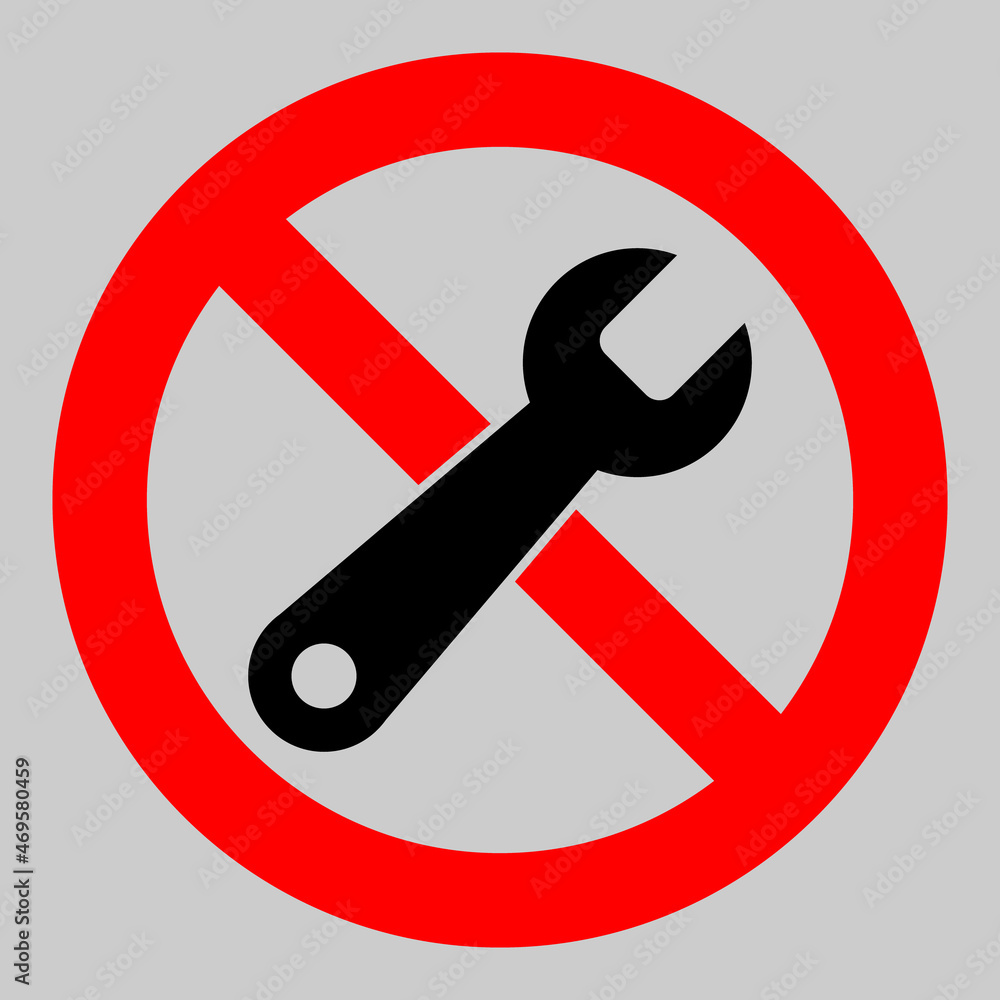 Forbidden repair vector icon. An isolated flat icon illustration of forbidden repair with nobody. Forbidden repair vector icon. An isolated flat icon illustration of forbidden repair with nobody.
