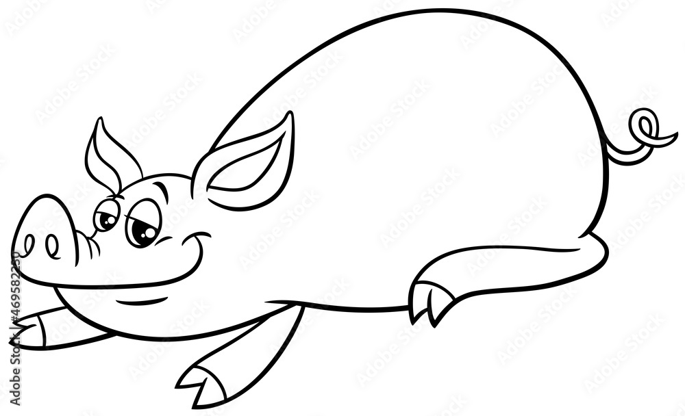 cartoon pig funny farm animal character coloring book page cartoon pig funny farm animal character coloring book page
