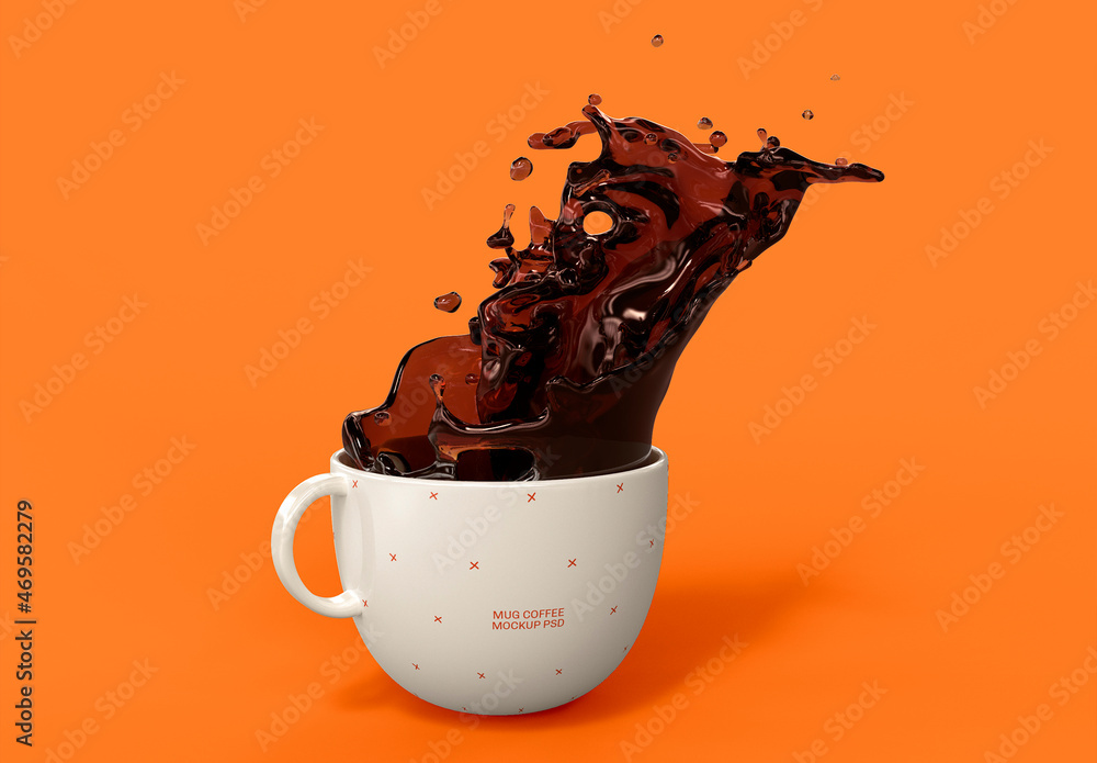 3D Coffee Mug Mockup with Splash Stock Template | Adobe Stock