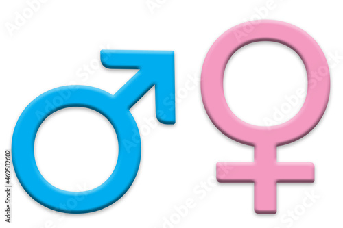 Geschlechter-Symbole, männlich und weiblich, 3D-Illustration