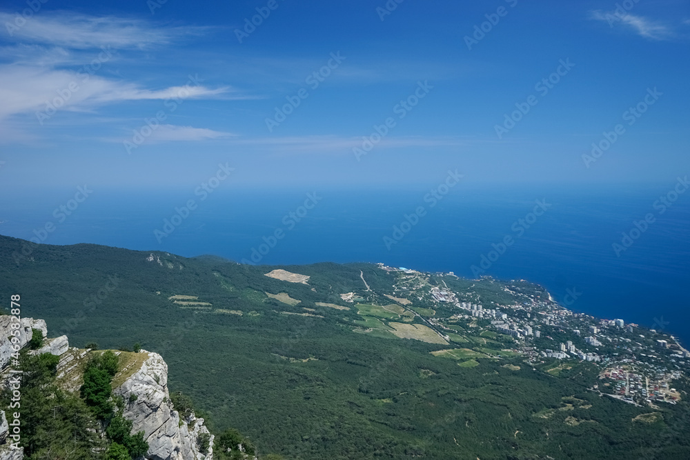 Naklejka premium Landscape with a view from a height to the coastline