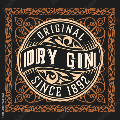 Whiskey label with old frames