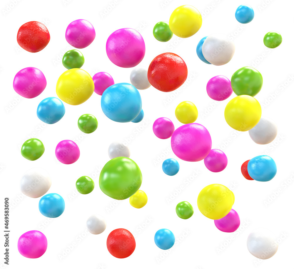 set of colorful jelly bean candies. isolated on white background. 3d illustration. clipping path.