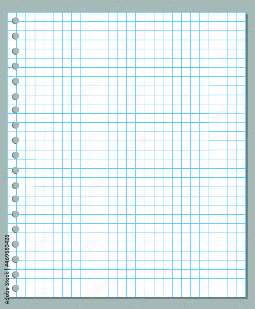 Illustration d'une feuille vierge de papier carré et ligné d'un bloc isolé sur fond gris. Feuille de cahier. Illustration d'une feuille vierge de papier carré et ligné d'un bloc isolé sur fond gris. Feuille de cahier.