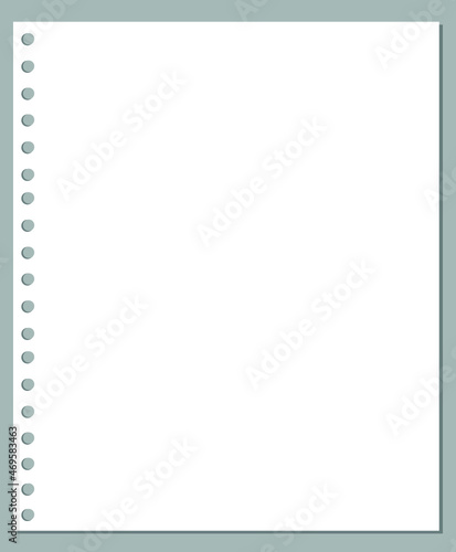 Illustration d'une feuille vierge de papier carré et ligné d'un bloc isolé sur fond gris. Feuille de cahier. 